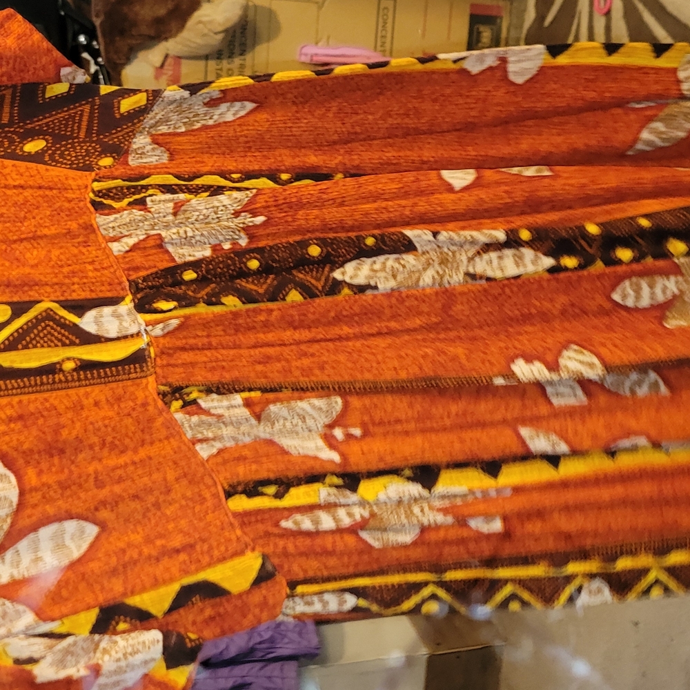 Vibrant Orange Patterned Skirt
